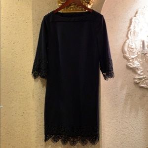 Long sleeve navy blue dress